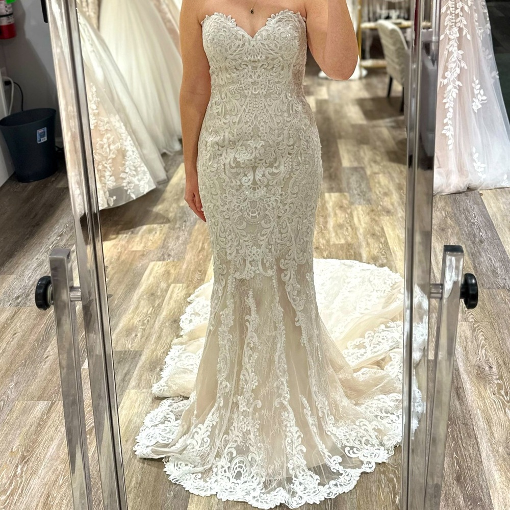 Maggie Sottero Strapless wedding dress. Ivory Over Champagne. Size 12.